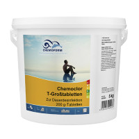 Chemochlor-T-Großtabletten 5 кг (табл. 200 г) таблетки для длительного обеззараживания воды в бассейне.
