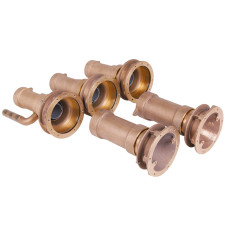 Комплект закладных гидромассажной стенки Combi Whirl 3-форсуночной (2 прохода заборного устройства, резьба 2" + 3 прохода гидромассажной форсунки, вода 2", воздух 0,5")